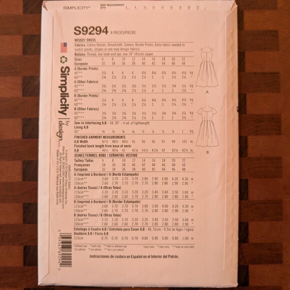 Simplicity 9294 - Uncut - Patters by Gertie - Sizes 14-22 - Pleated skirt Dress - Picture 2 of 3